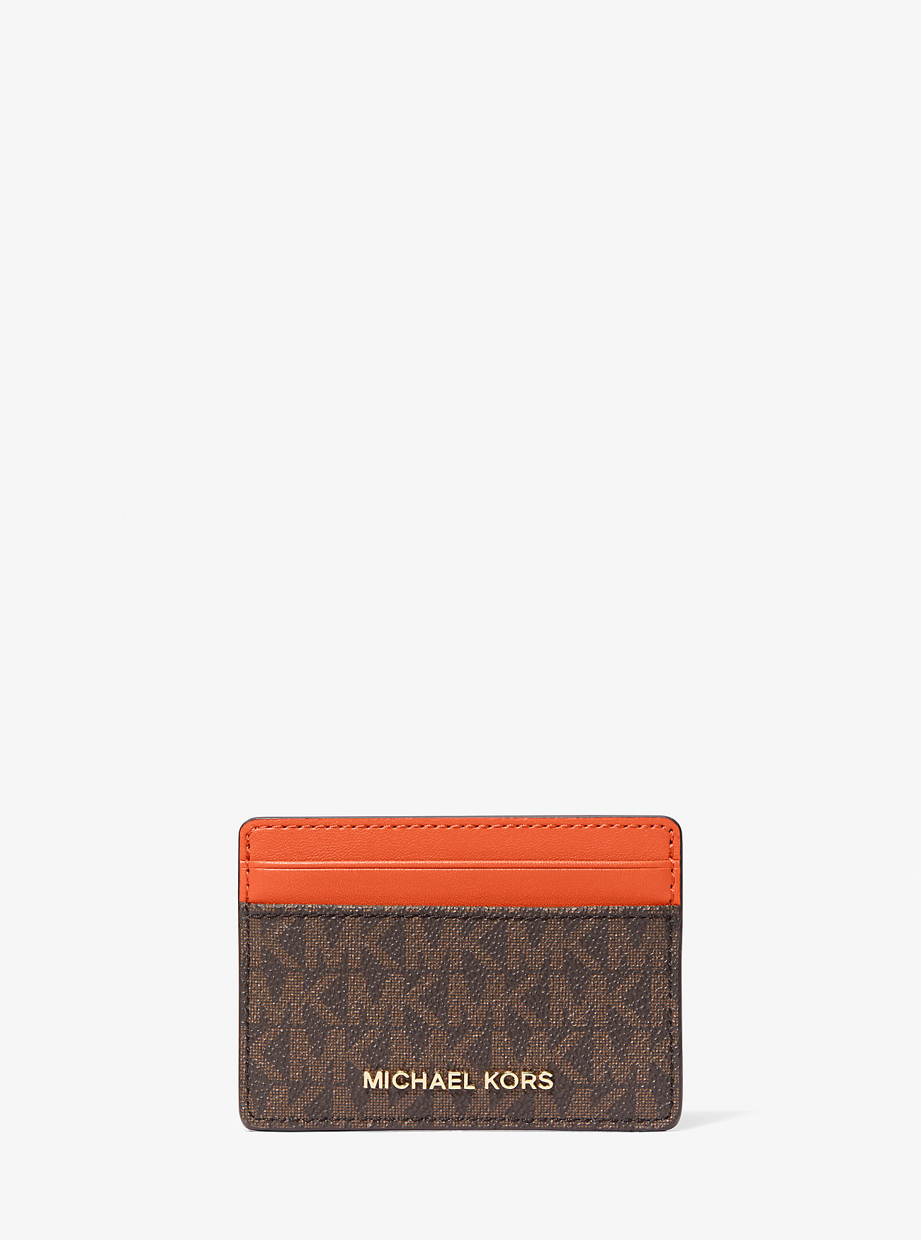 MK Jet Set Signature Logo Card Case - Orange