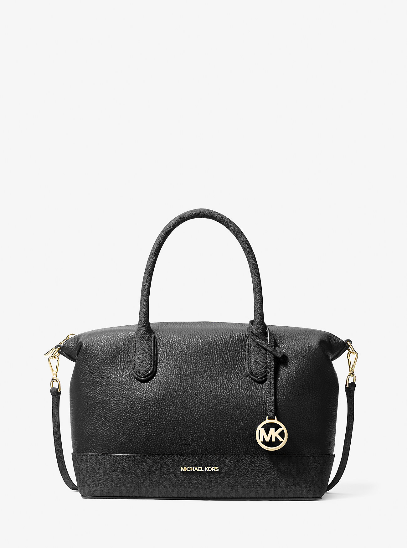 MK Hyde Medium Pebbled and Signature Logo Satchel - by Michael Kors Outlet