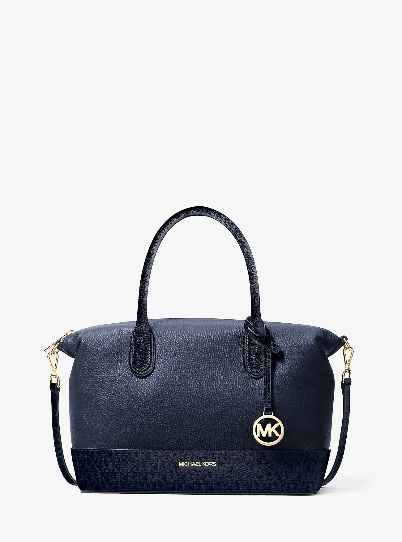 MK Hyde Medium Pebbled and Signature Logo Satchel -