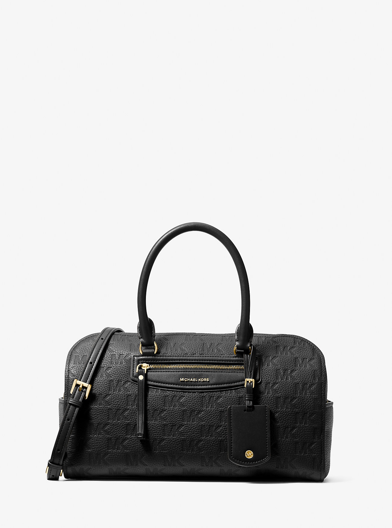MK Jet Set Travel Medium Logo Embossed Leather Duffel Crossbody Bag -