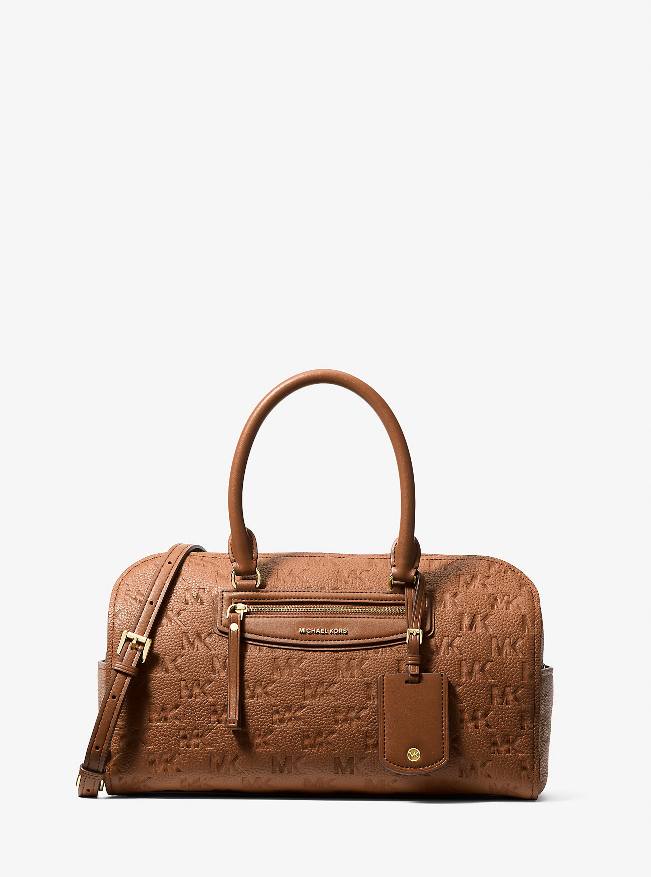 MK Jet Set Travel Medium Logo Embossed Leather Duffel Crossbody Bag -
