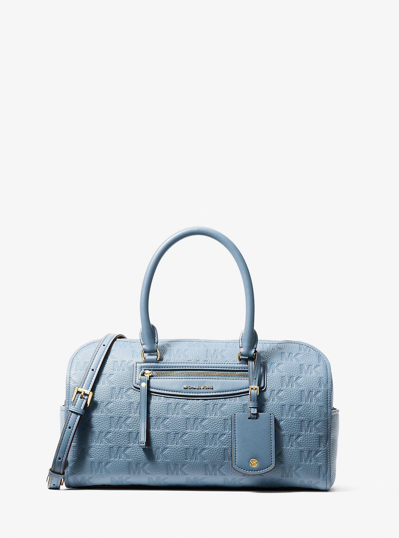 MK Jet Set Travel Medium Logo Embossed Leather Duffel Crossbody Bag -