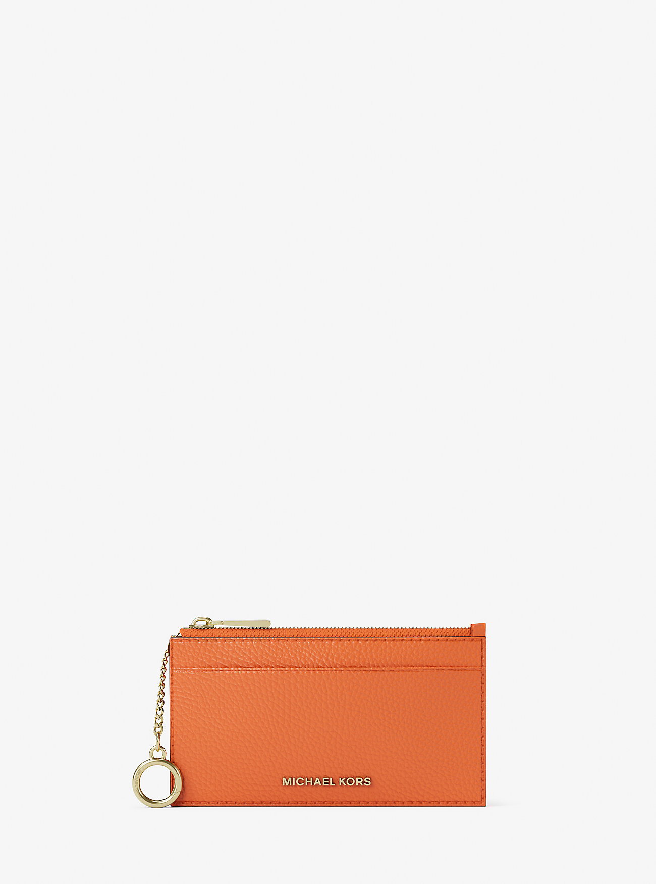 MK Jet Set Small Pebbled Leather Card Case - Orange