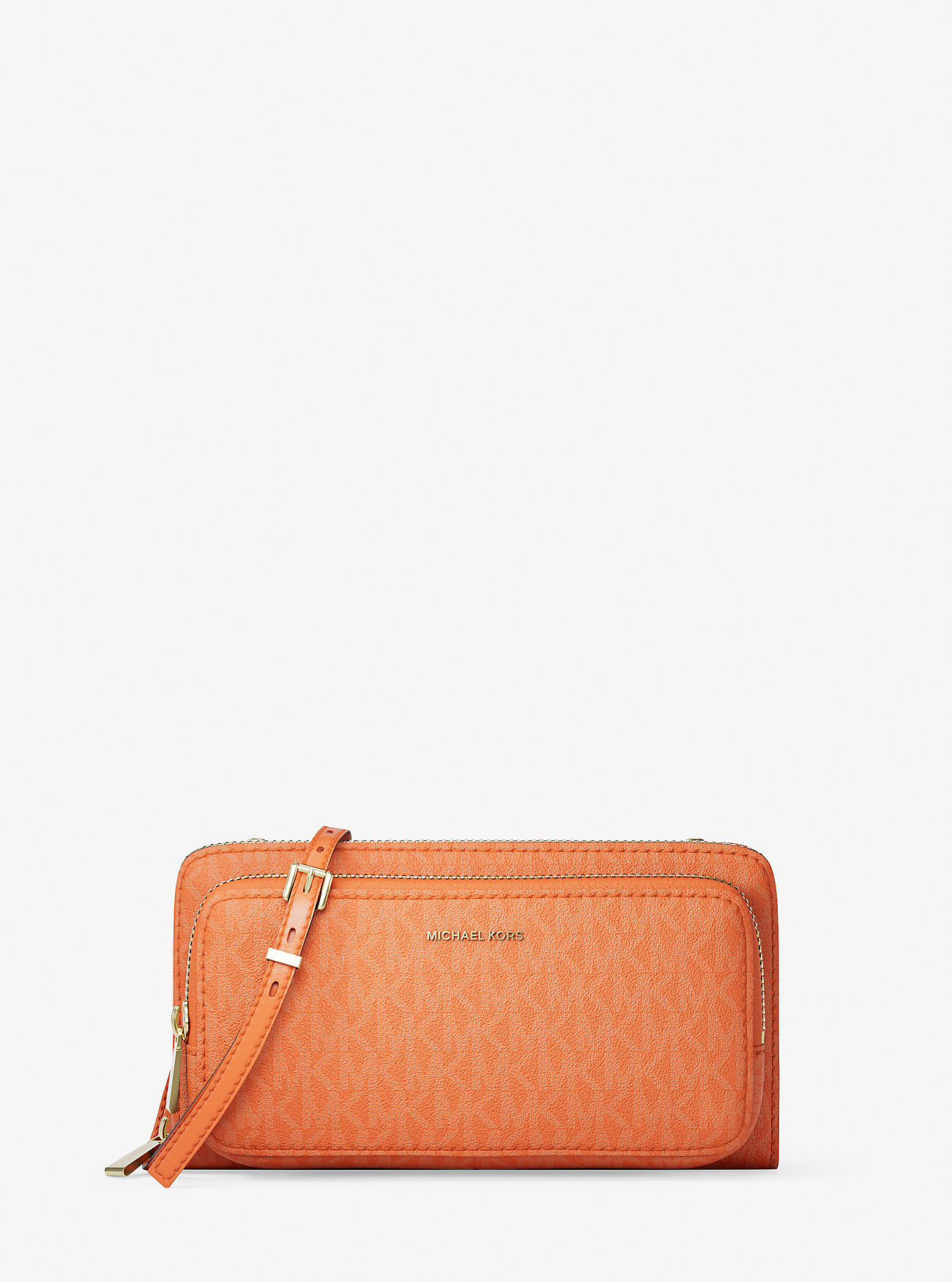 MK Jet Set Large Signature Logo Continental Crossbody Bag - Orange
