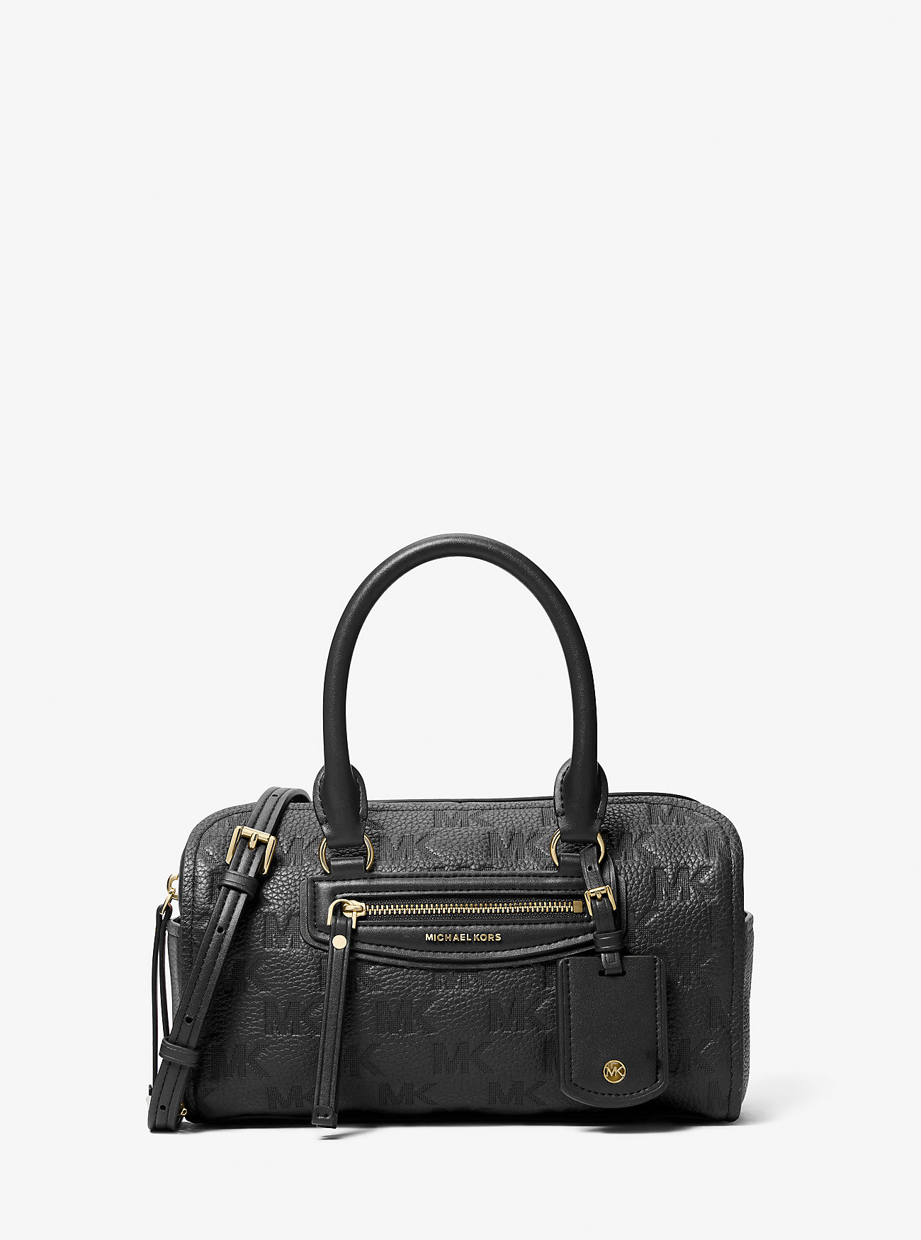 MK Jet Set Travel Extra-Small Logo Embossed Leather Duffel Crossbody Bag - by MICHAEL Michael Kors