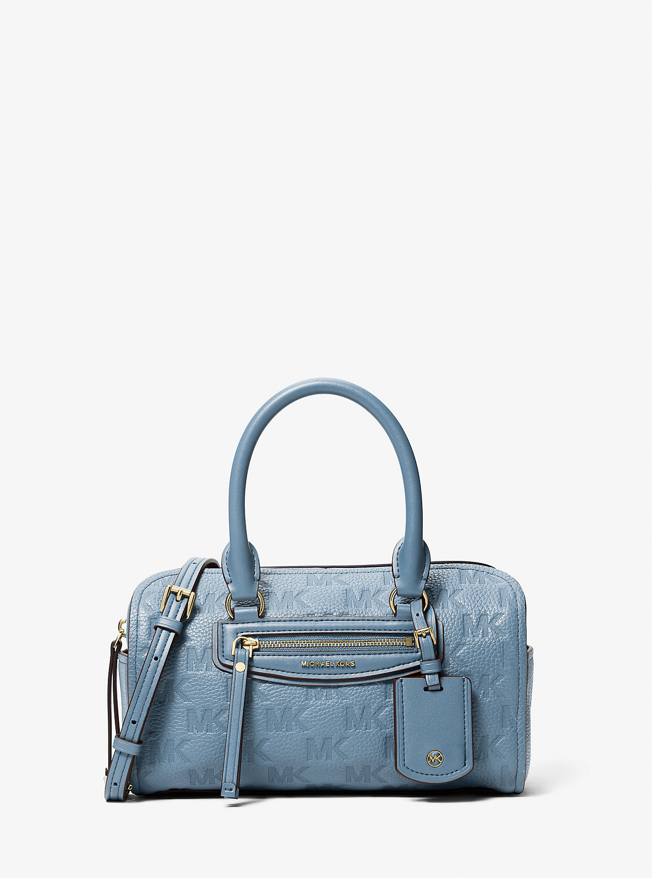 MK Jet Set Travel Extra-Small Logo Embossed Leather Duffel Crossbody Bag -