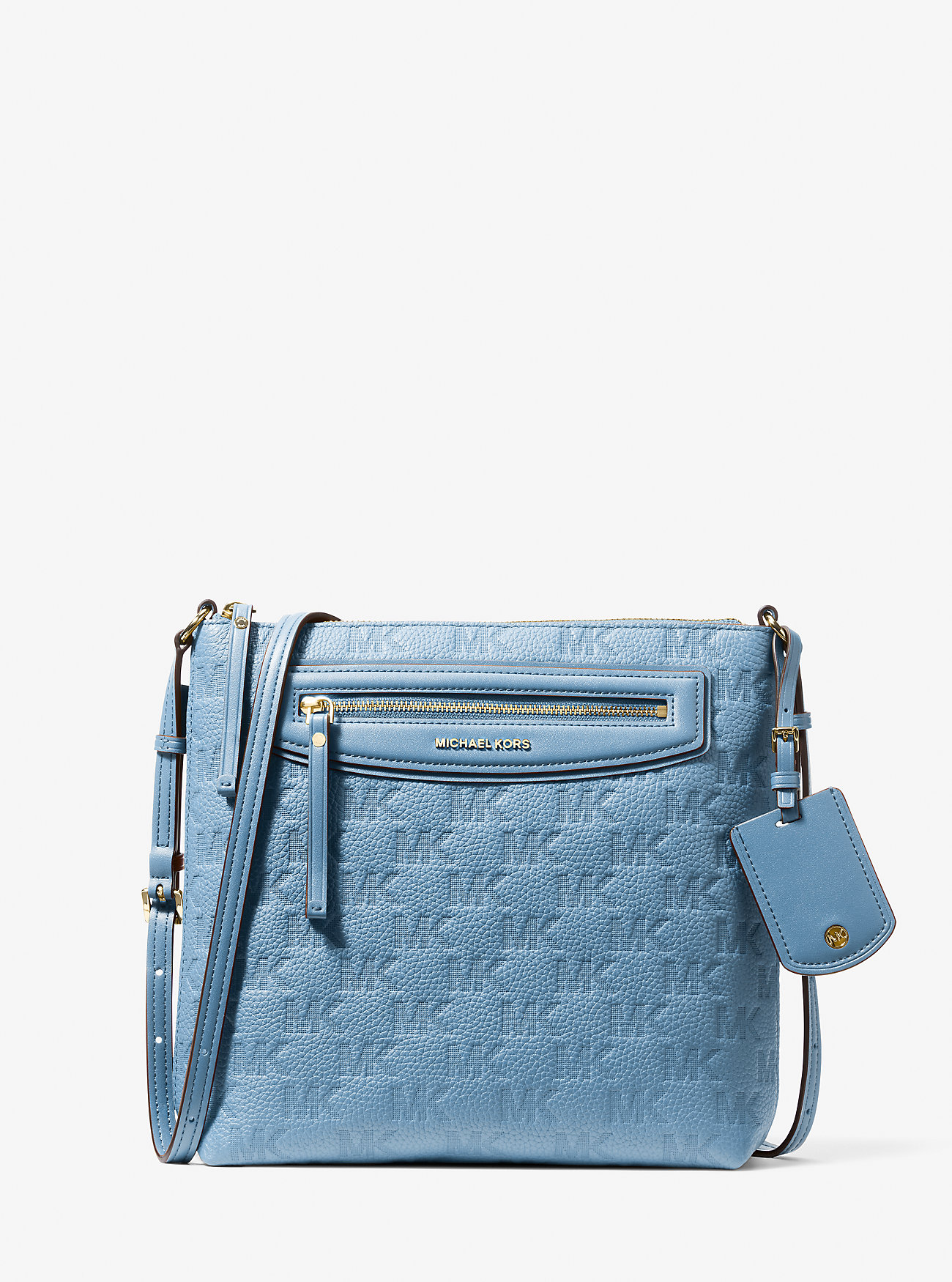 MK Jet Set Travel Large Logo Embossed Leather Crossbody Bag -