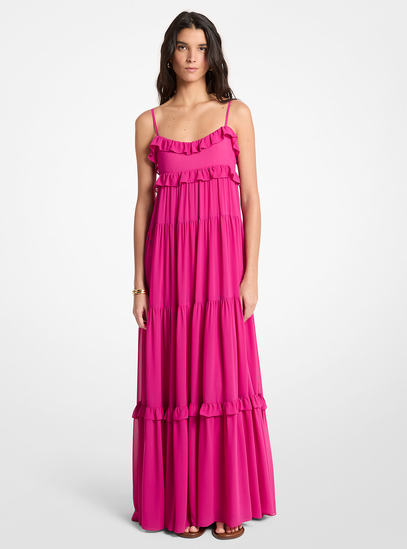 MK Ruffled Georgette Tiered Maxi Dress -