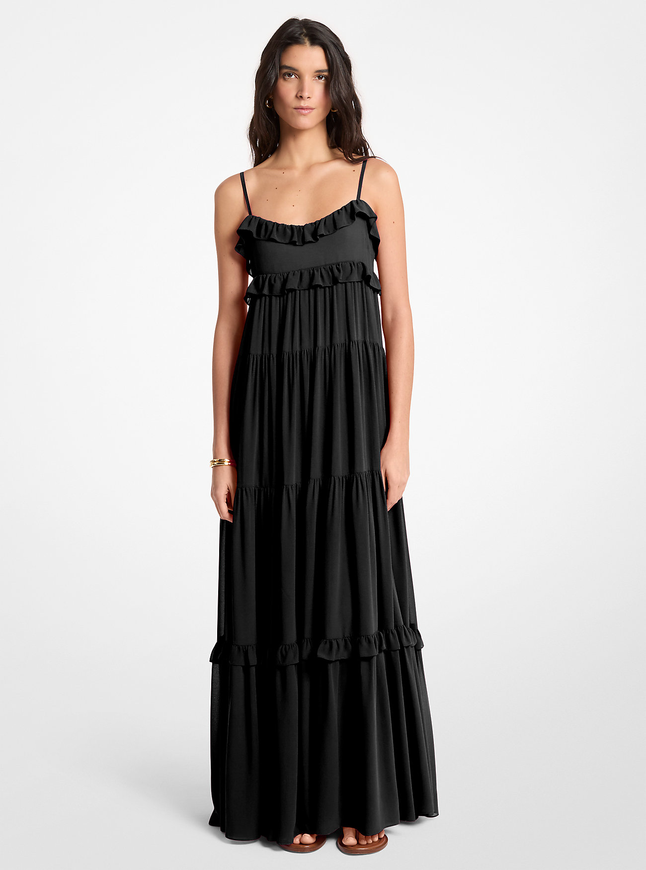 MK Ruffled Georgette Tiered Maxi Dress -