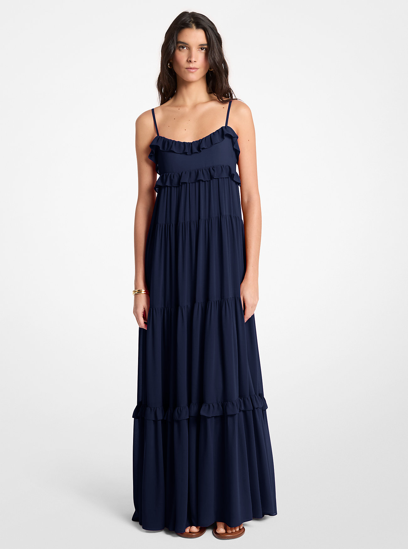 MK Ruffled Georgette Tiered Maxi Dress -