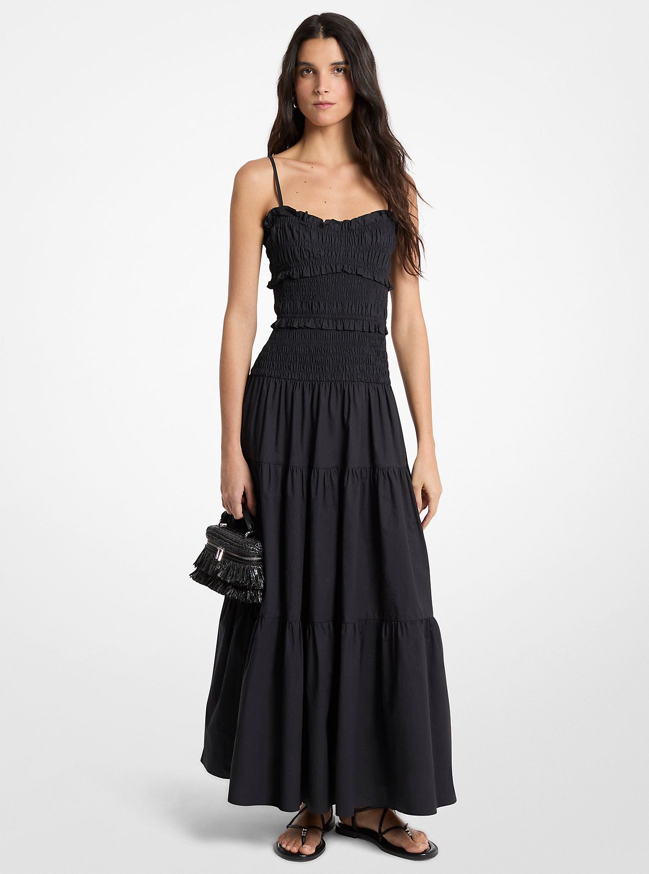 MK Smocked Cotton Poplin Maxi Dress -