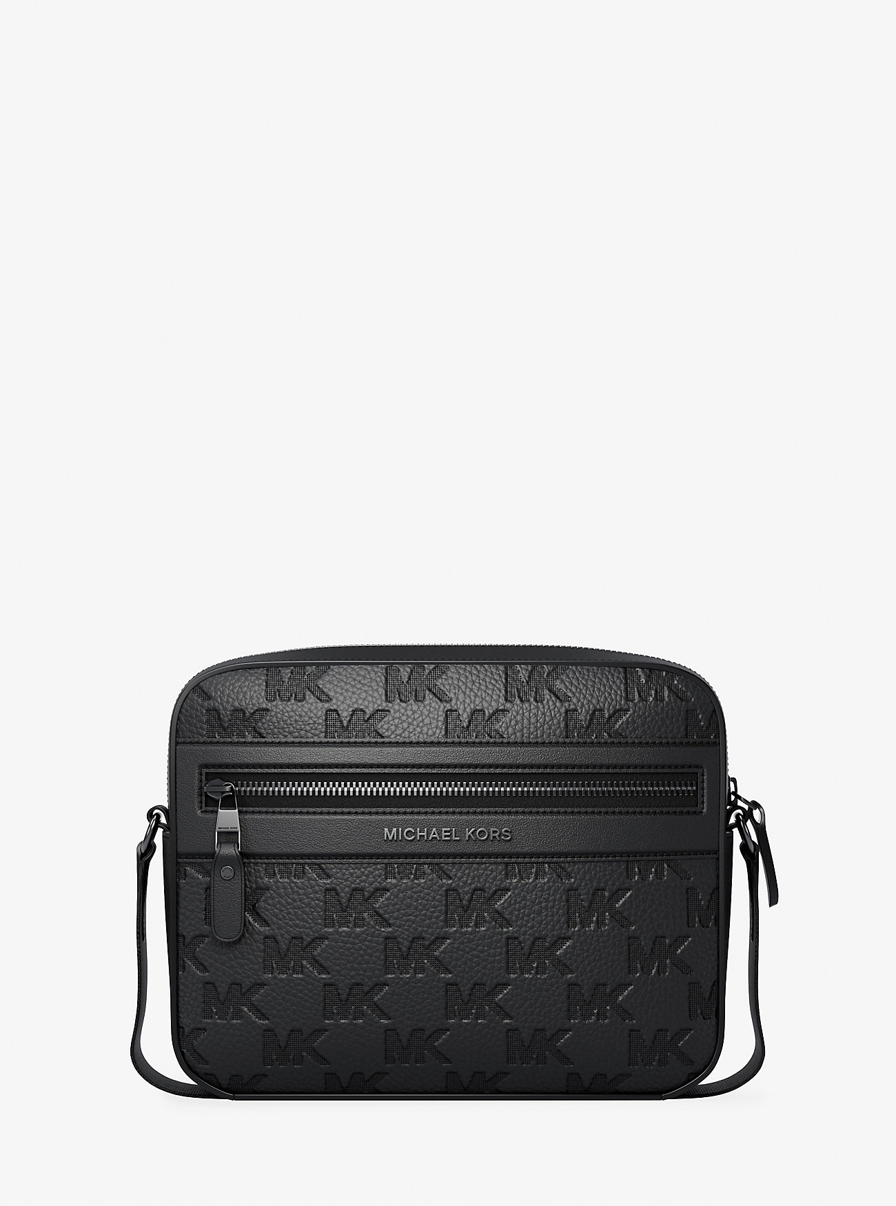 MK Jet Set Logo Embossed Leather Crossbody Bag -