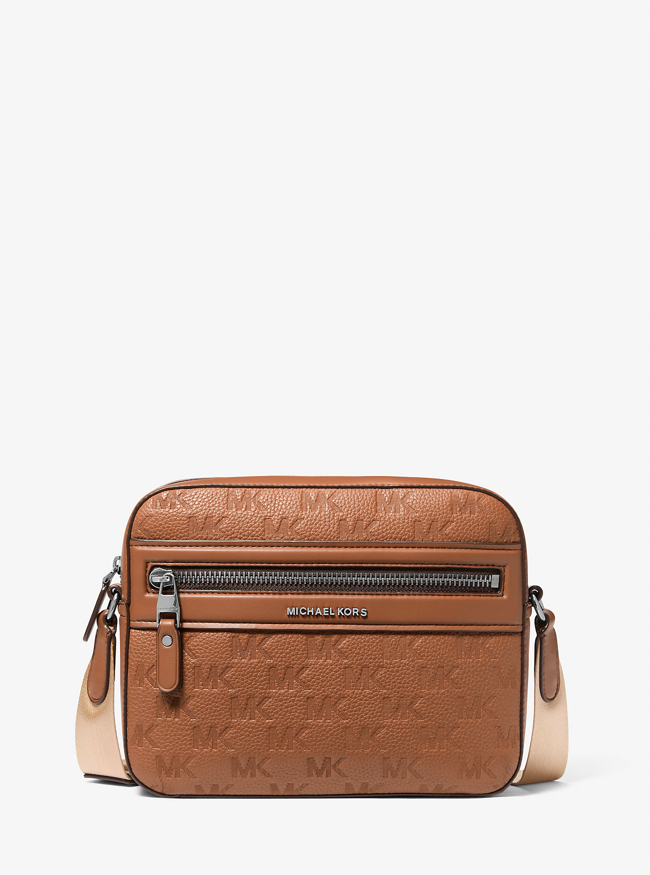 MK Jet Set Logo Embossed Leather Crossbody Bag -