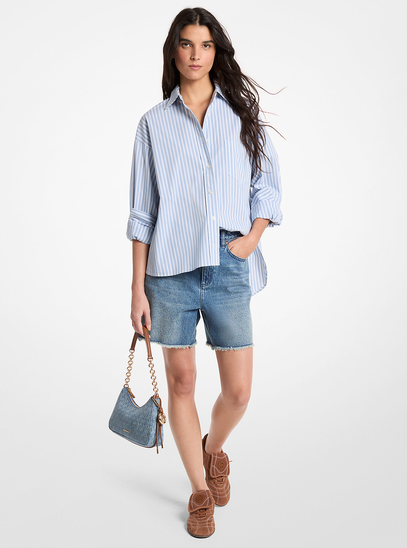 MK Striped Stretch Cotton Blend Shirt -