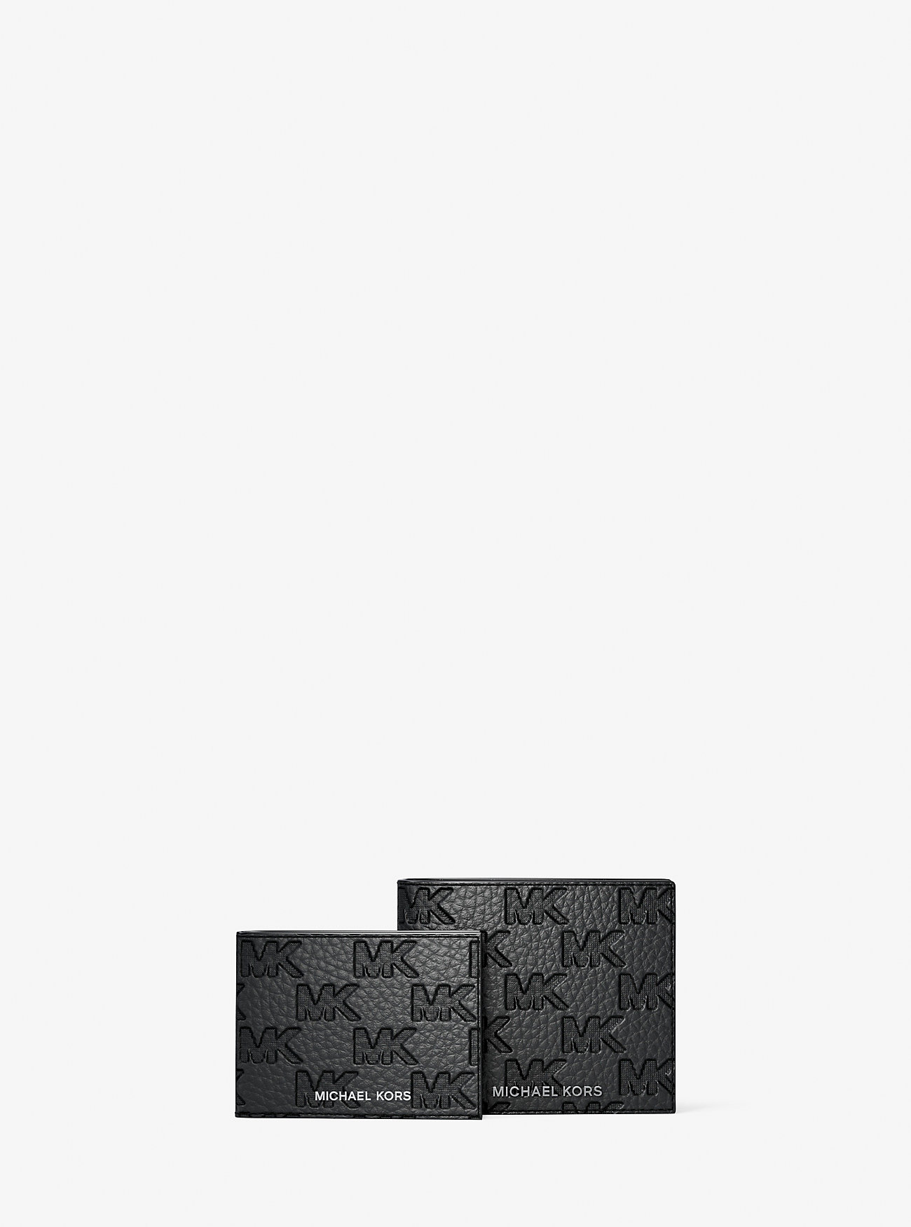 MK Hudson Logo Embossed Leather Billfold Wallet and Passcase -