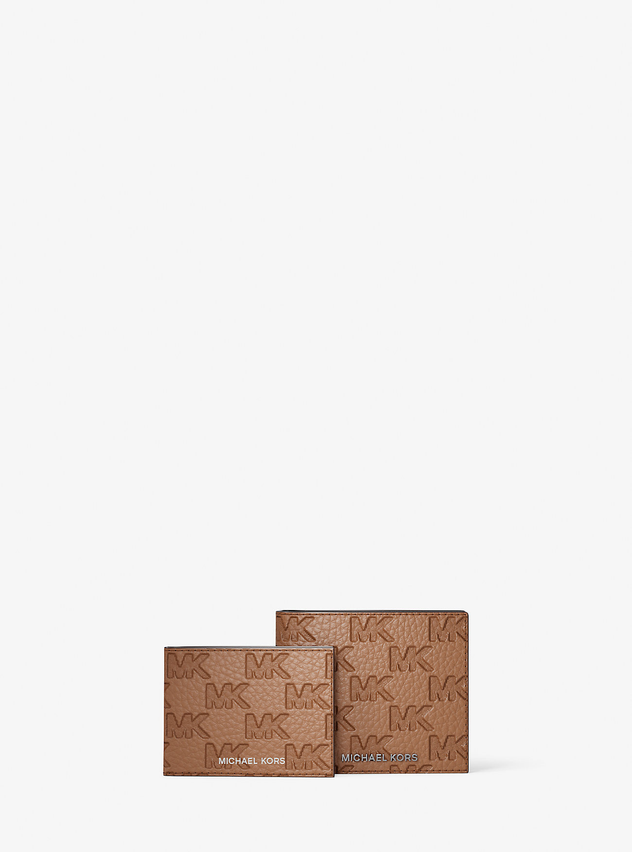 MK Hudson Logo Embossed Leather Billfold Wallet and Passcase -