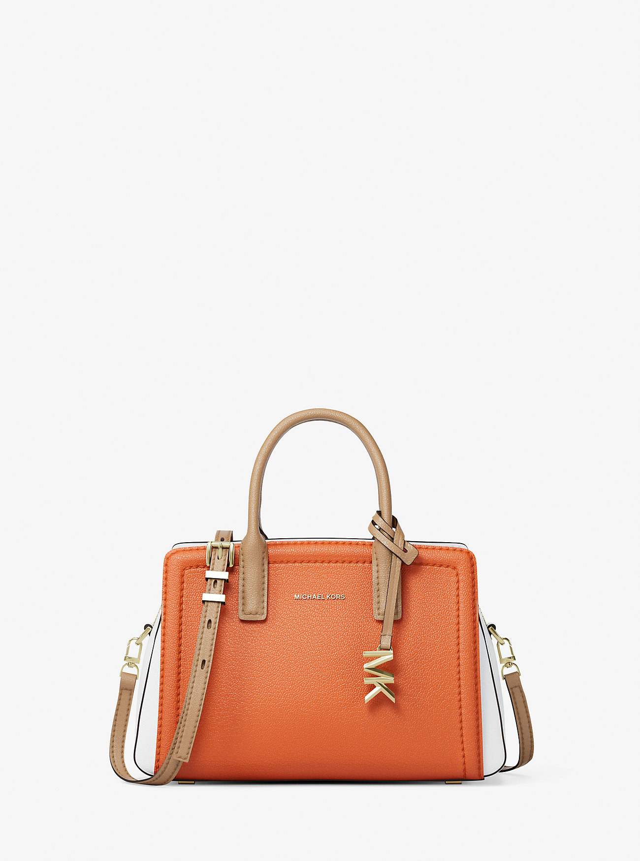 MK Laila Extra-Small Color-Block Leather Crossbody Bag - Orange