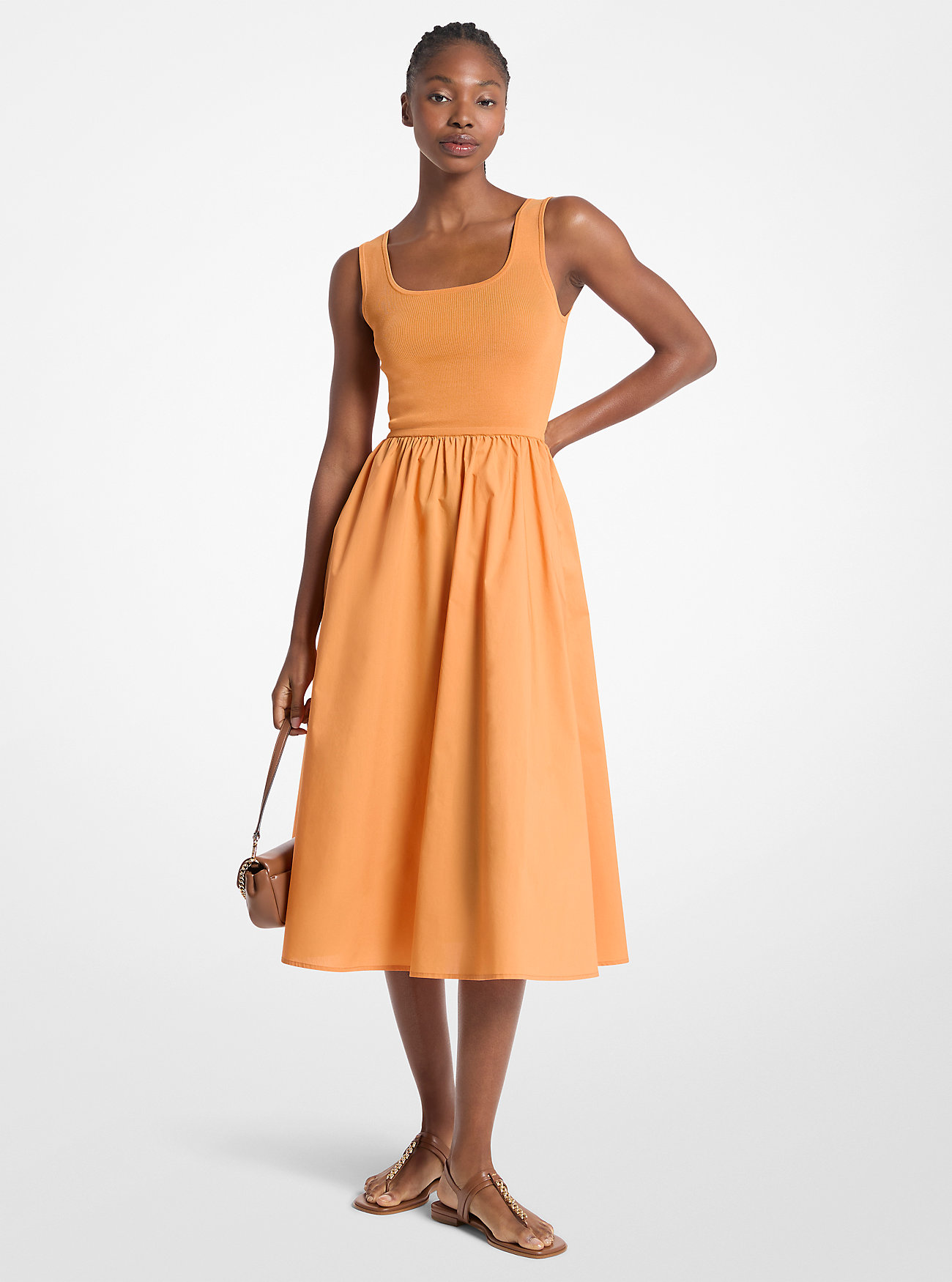 MK Viscose Blend Midi Dress - Orange
