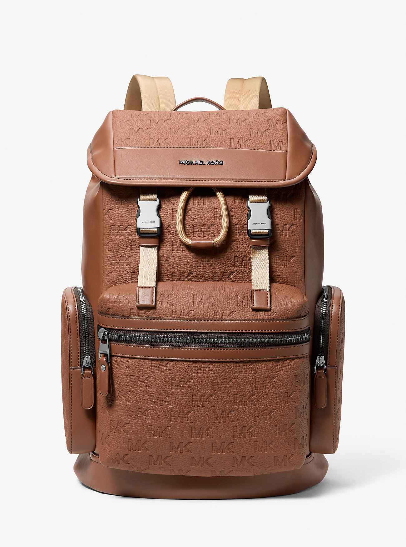 MK Jet Set Logo Embossed Pebbled Leather Backpack -