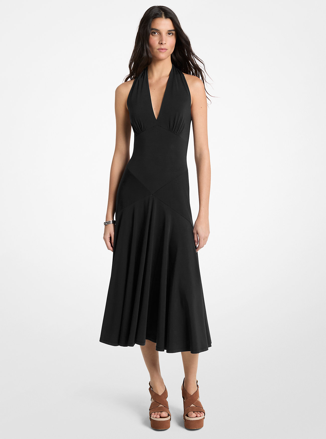 MK Stretch Matte Jersey Halter Midi Dress -