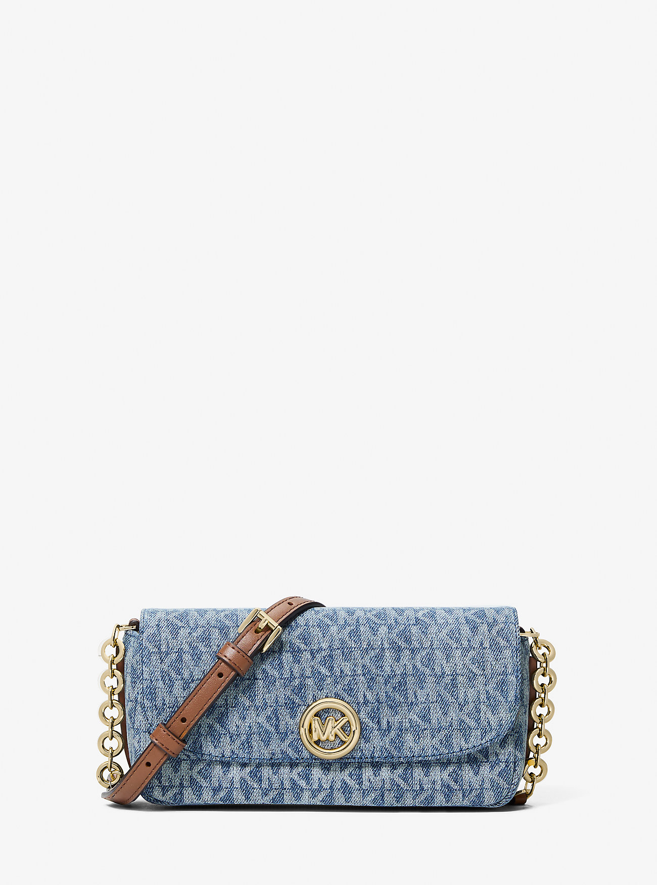 MK Nolita Small Logo Jacquard Denim Crossbody Bag - Blue