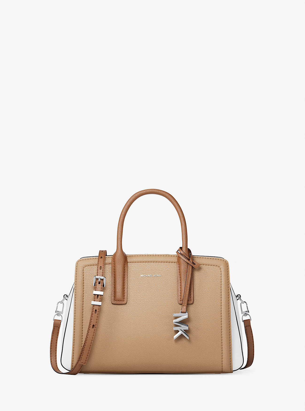 MK Laila Small Color-Block Leather Satchel - Brown