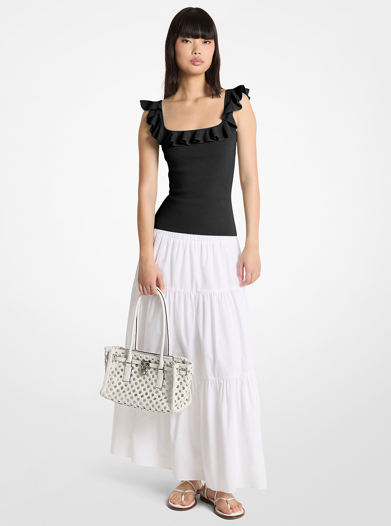 MK Ruffled Stretch Viscose Tank Top - by MICHAEL Michael Kors
