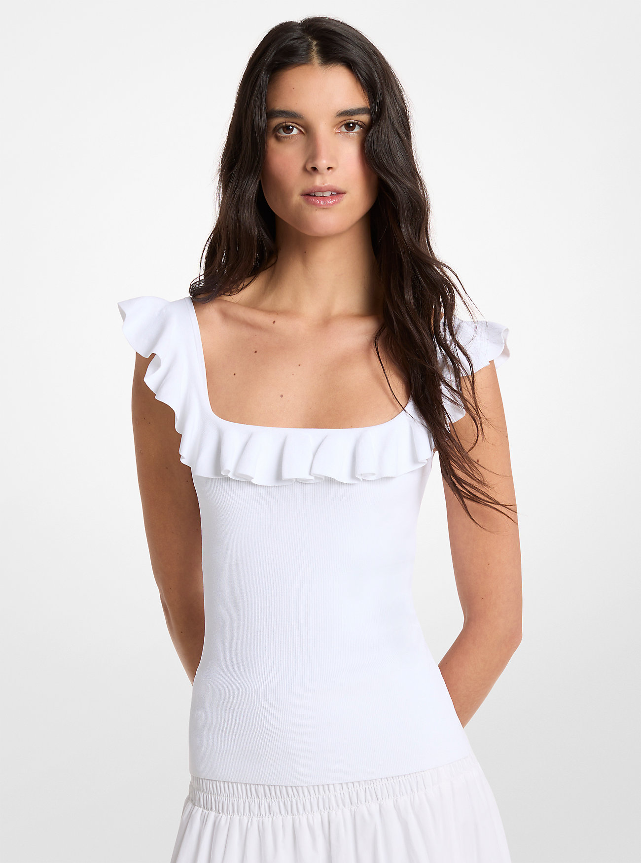 MK Ruffled Stretch Viscose Tank Top -