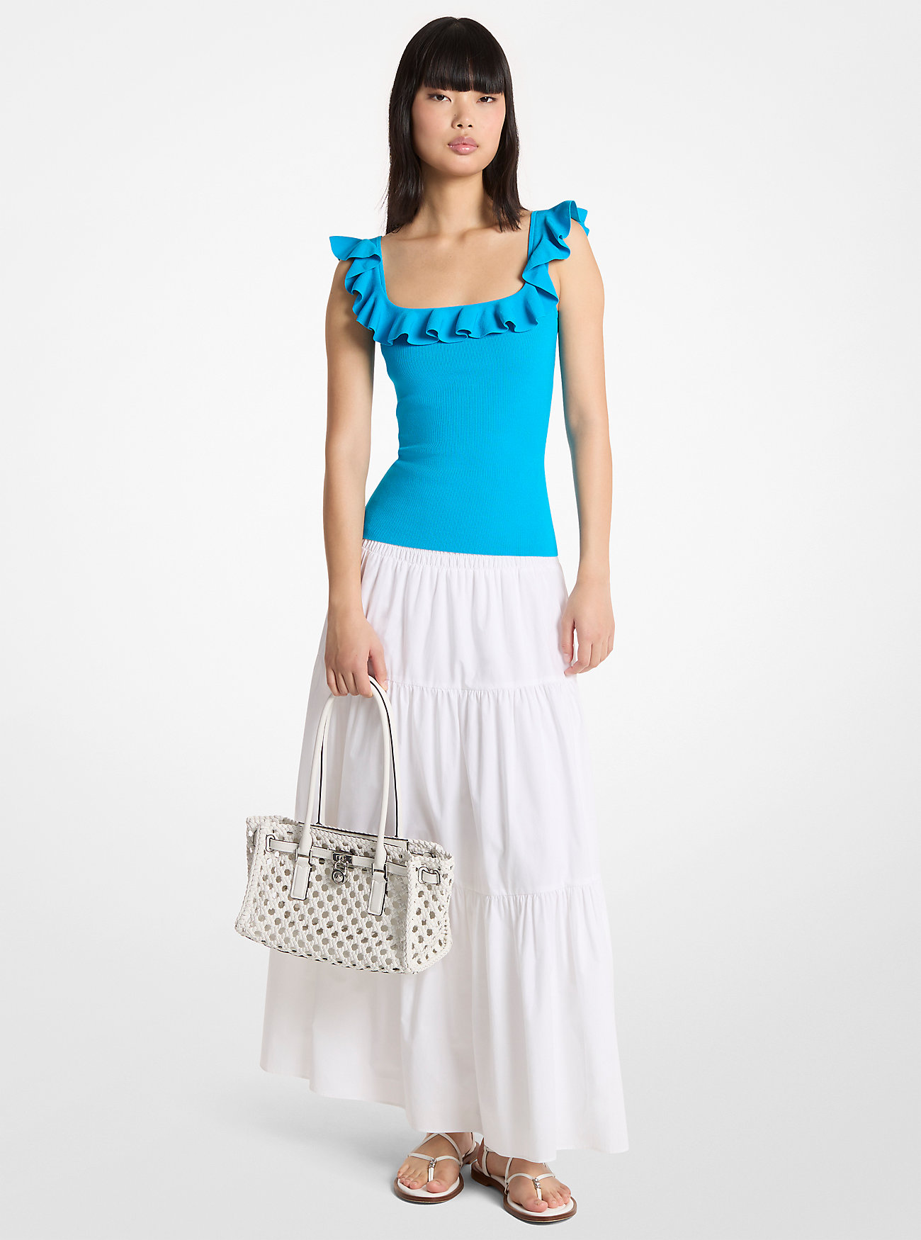 MK Ruffled Stretch Viscose Tank Top -