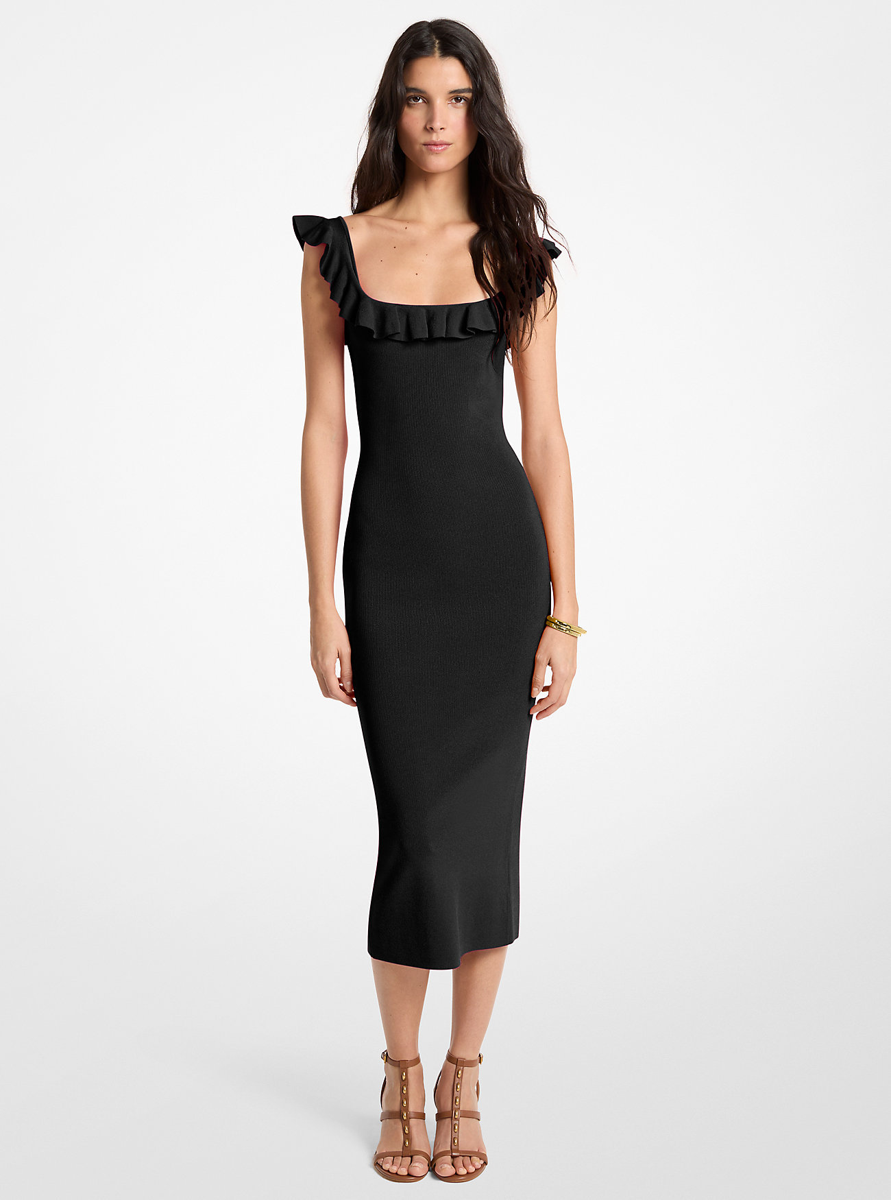 MK Ruffled Stretch Viscose Midi Dress -