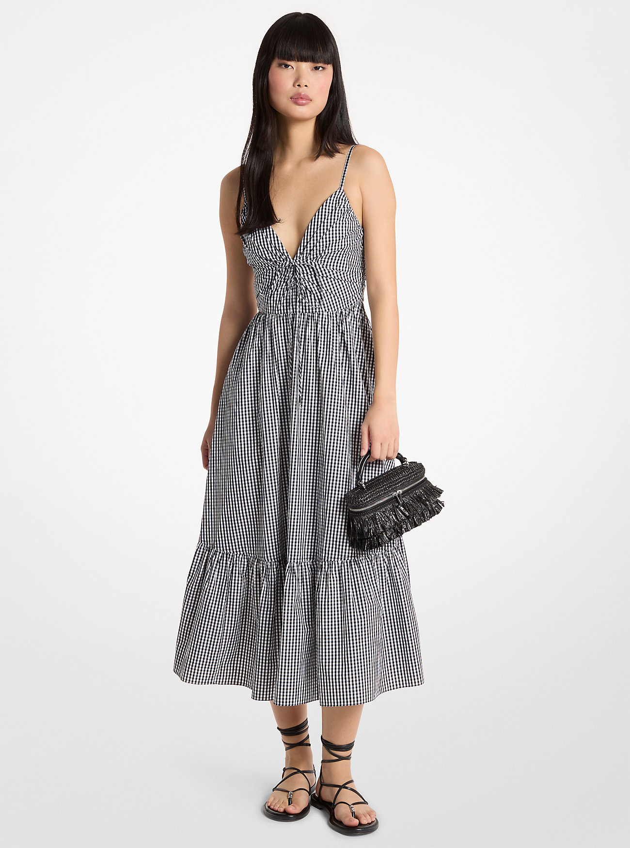 MK Gingham Cotton Midi Dress -