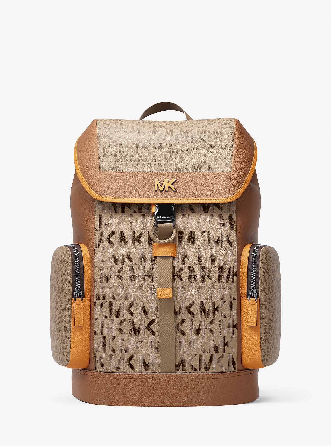 MK Cooper Medium Signature Logo City Backpack - Natural
