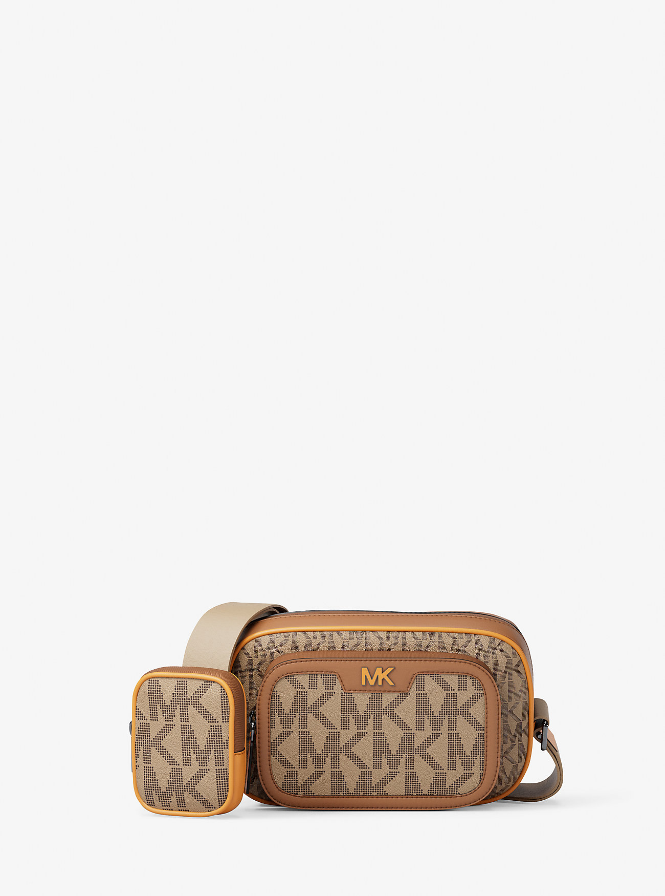 MK Cooper Small Signature Logo Camera Crossbody Bag With Pouch - Natural