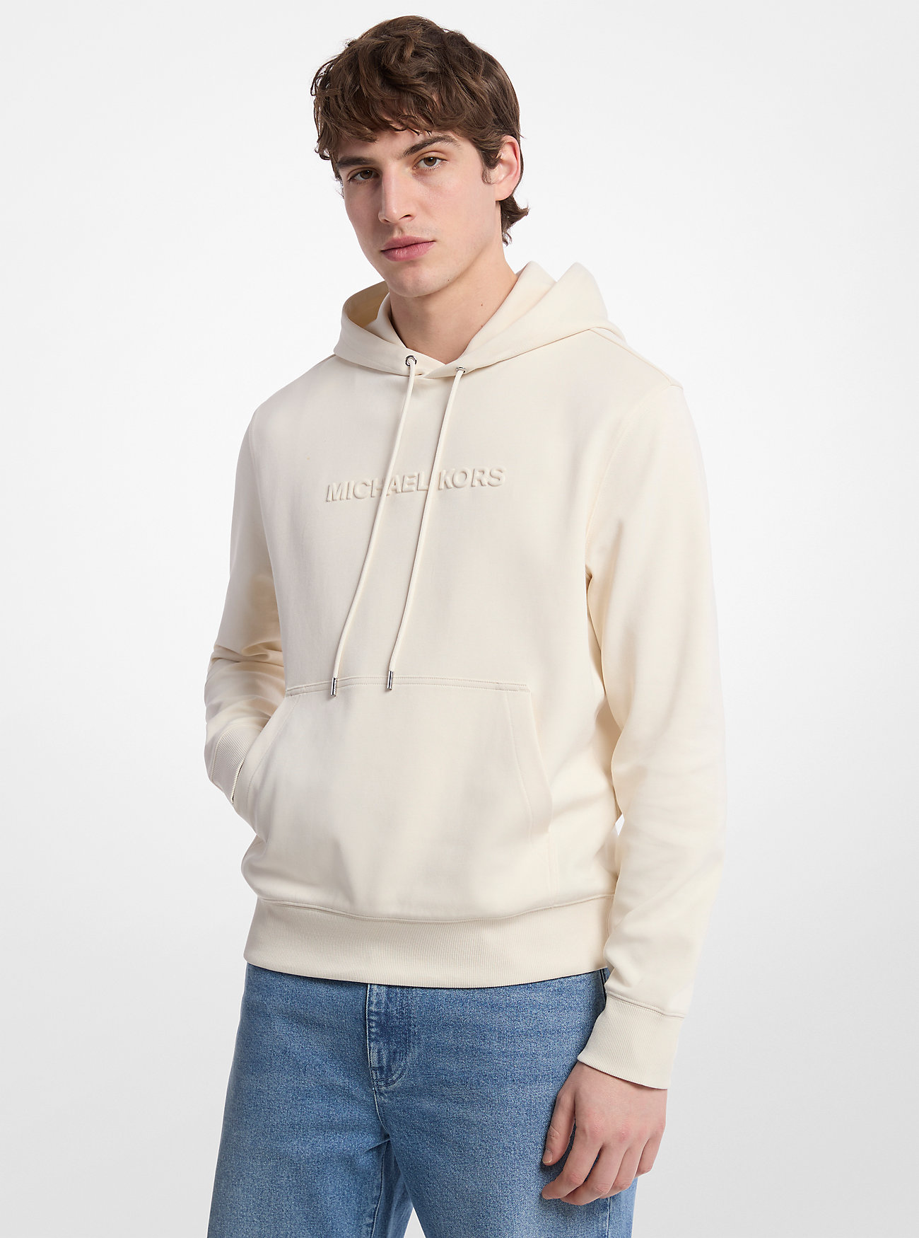 MK Embossed Logo Cotton Blend Hoodie -