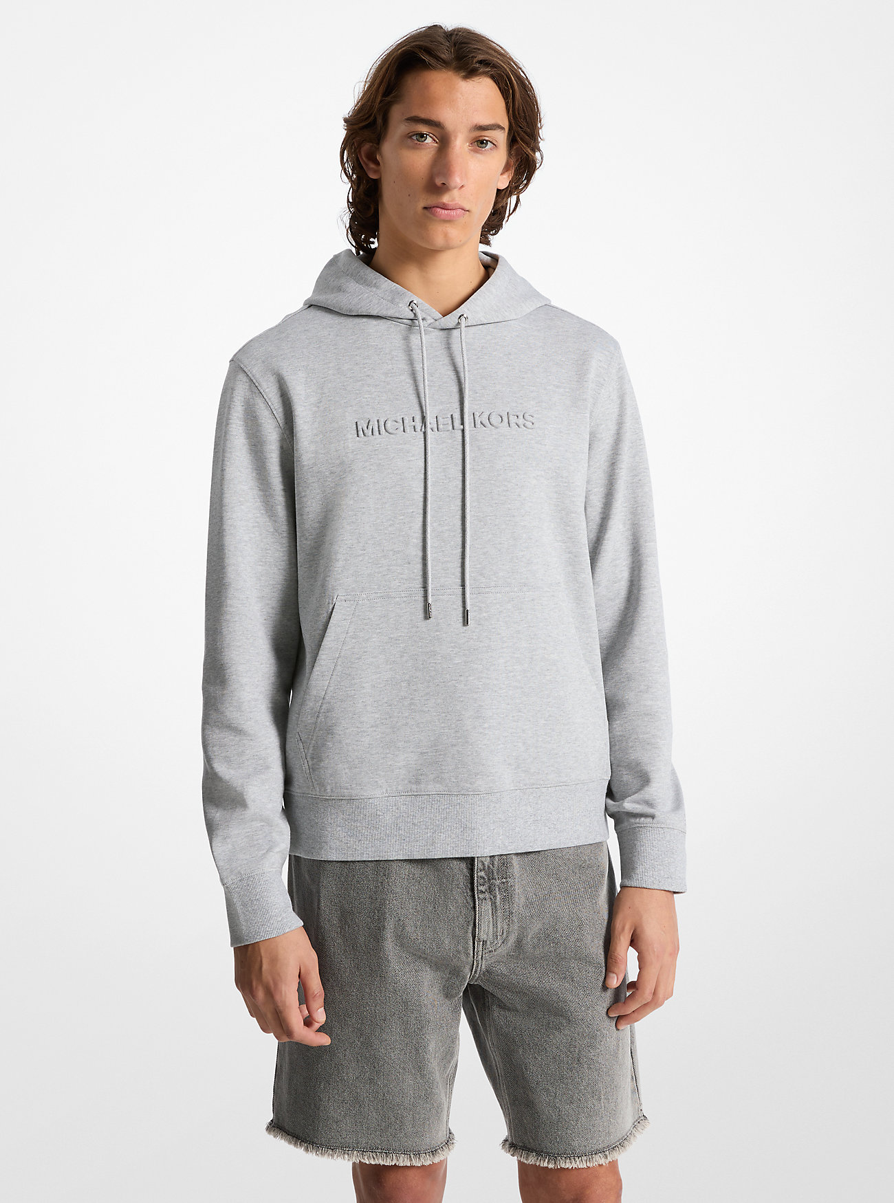 MK Embossed Logo Cotton Blend Hoodie -