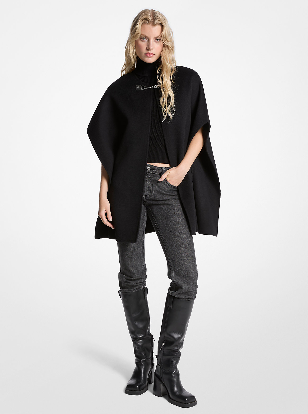 MK Double Face Wool Blend Cape -
