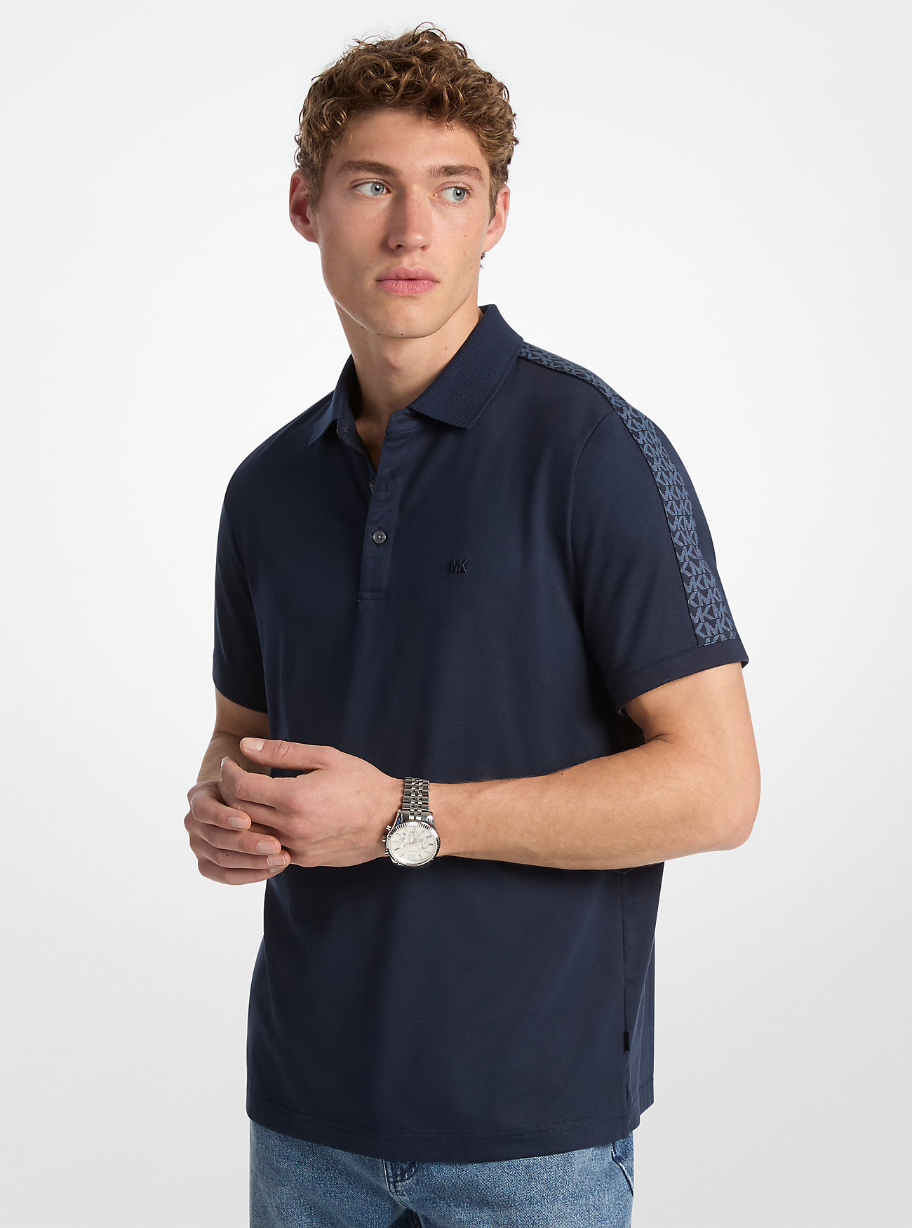 MK Logo Cotton Polo Shirt -