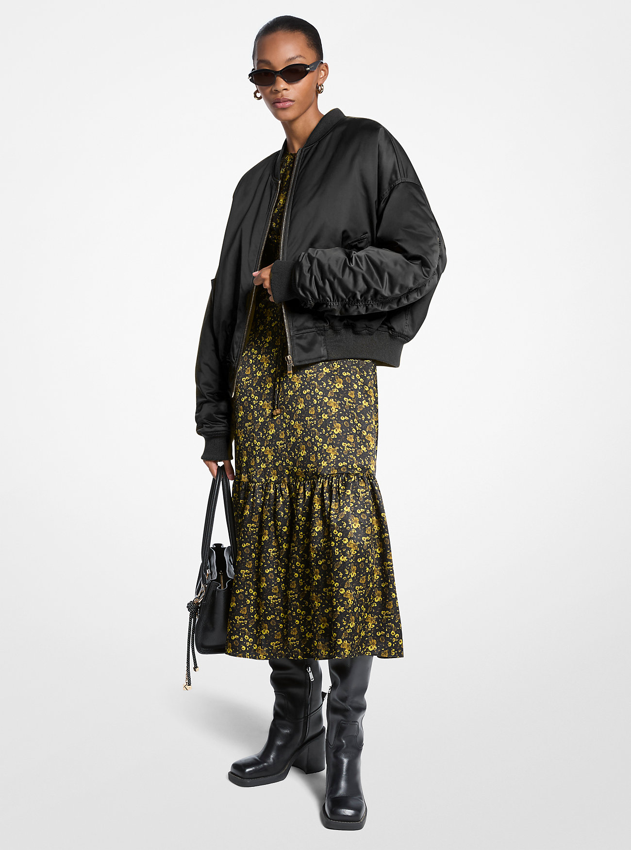 MK Satin Ciré Bomber Jacket -