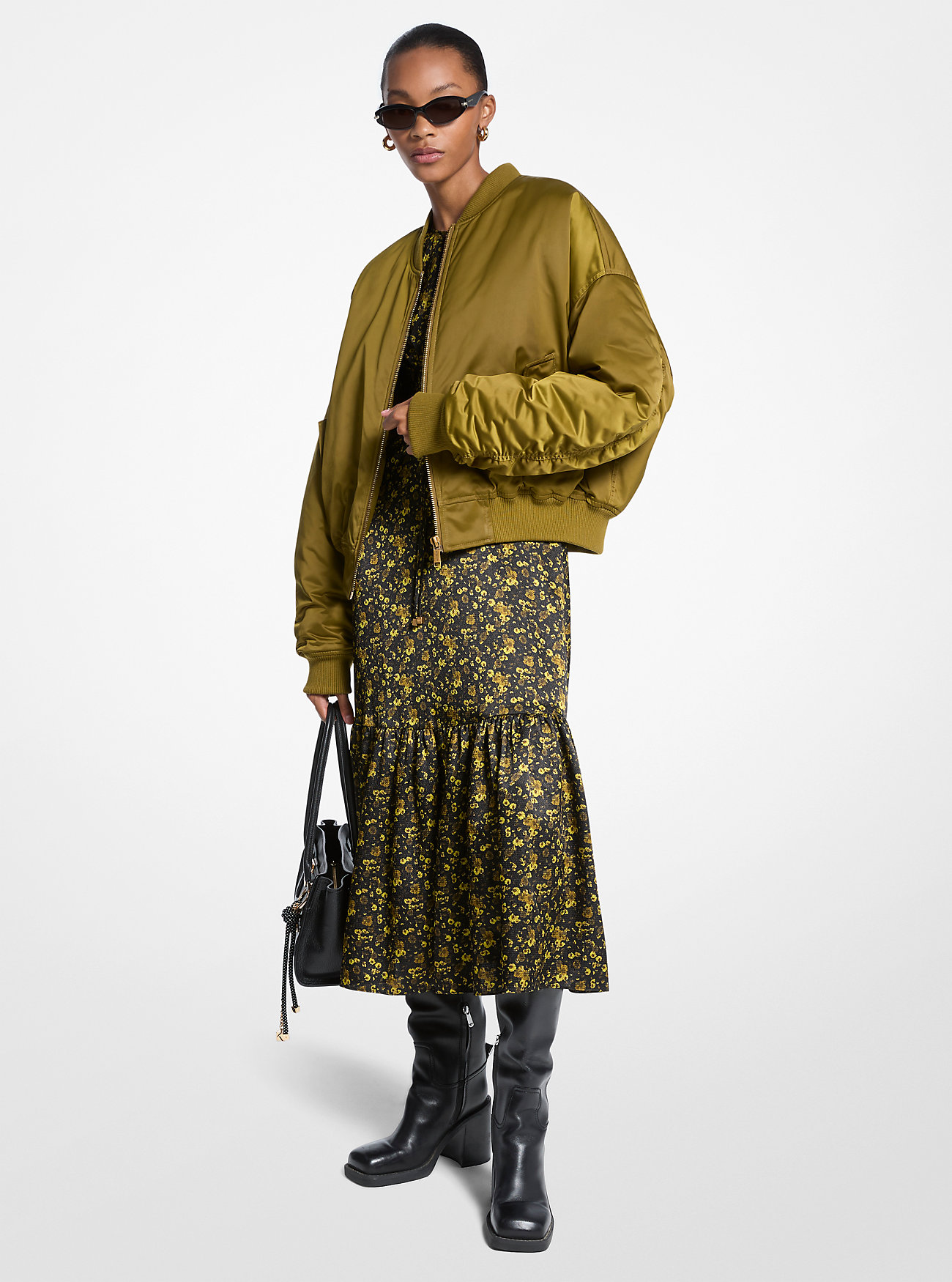 MK Satin Ciré Bomber Jacket -