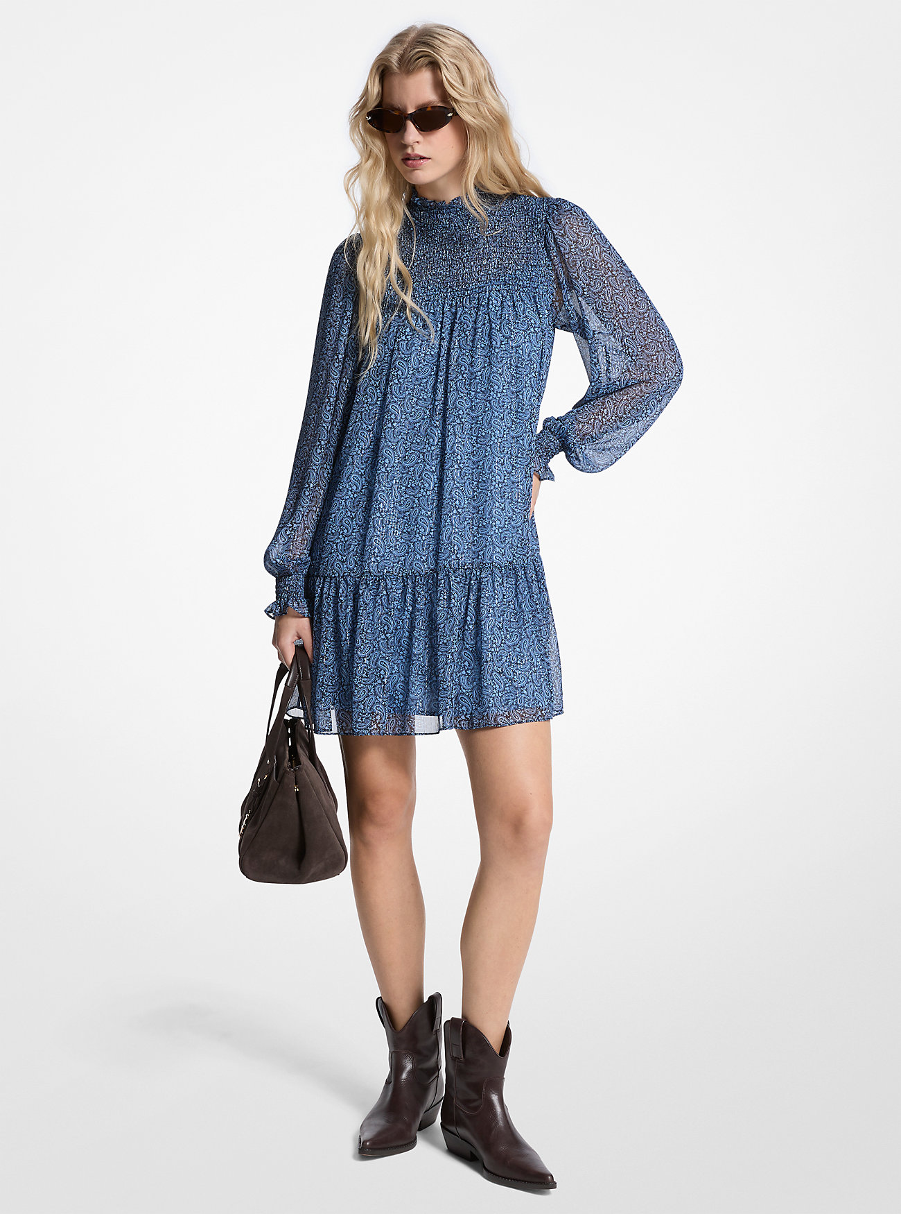 MK Metallic Paisley Print Georgette Dress -