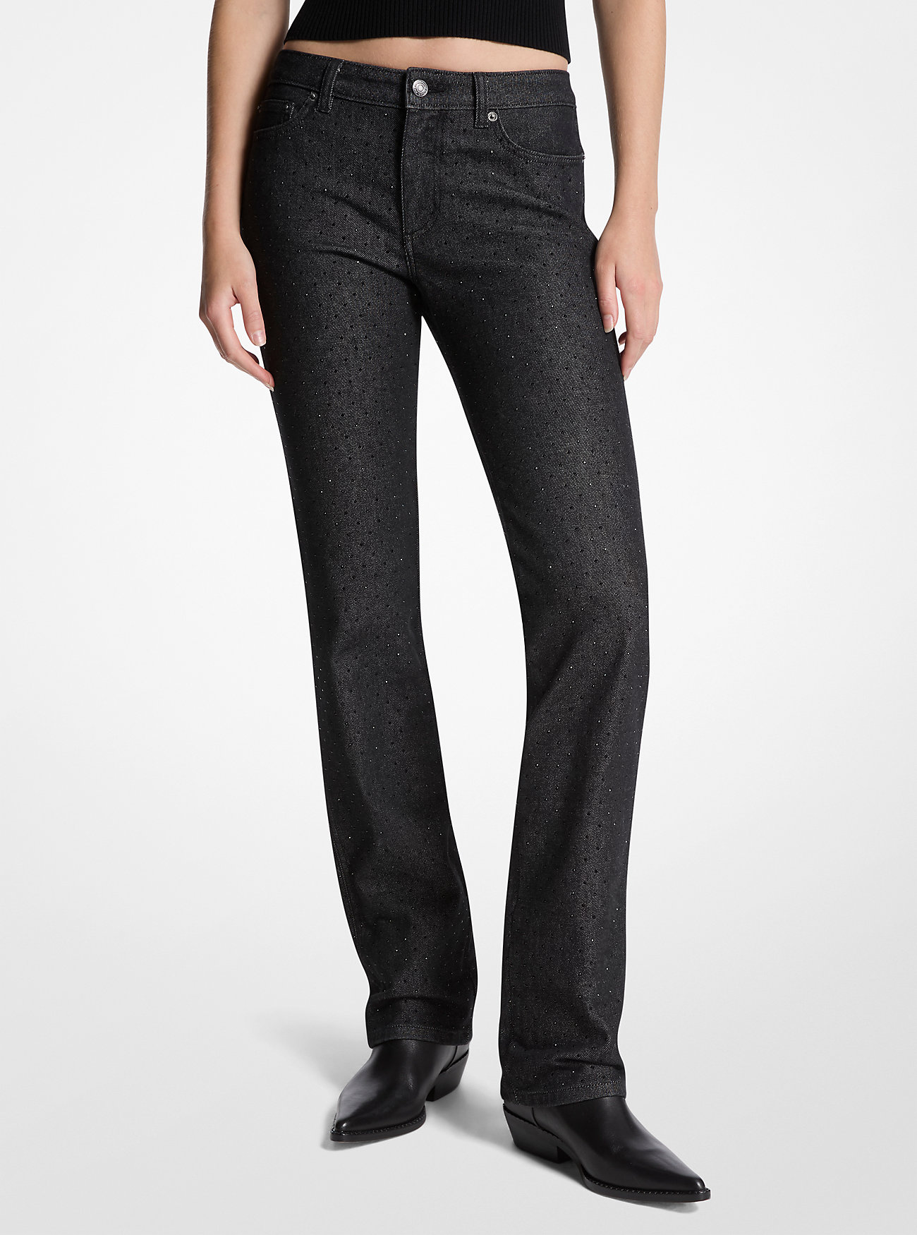 MK Studded Stretch Denim Cigarette Jeans -