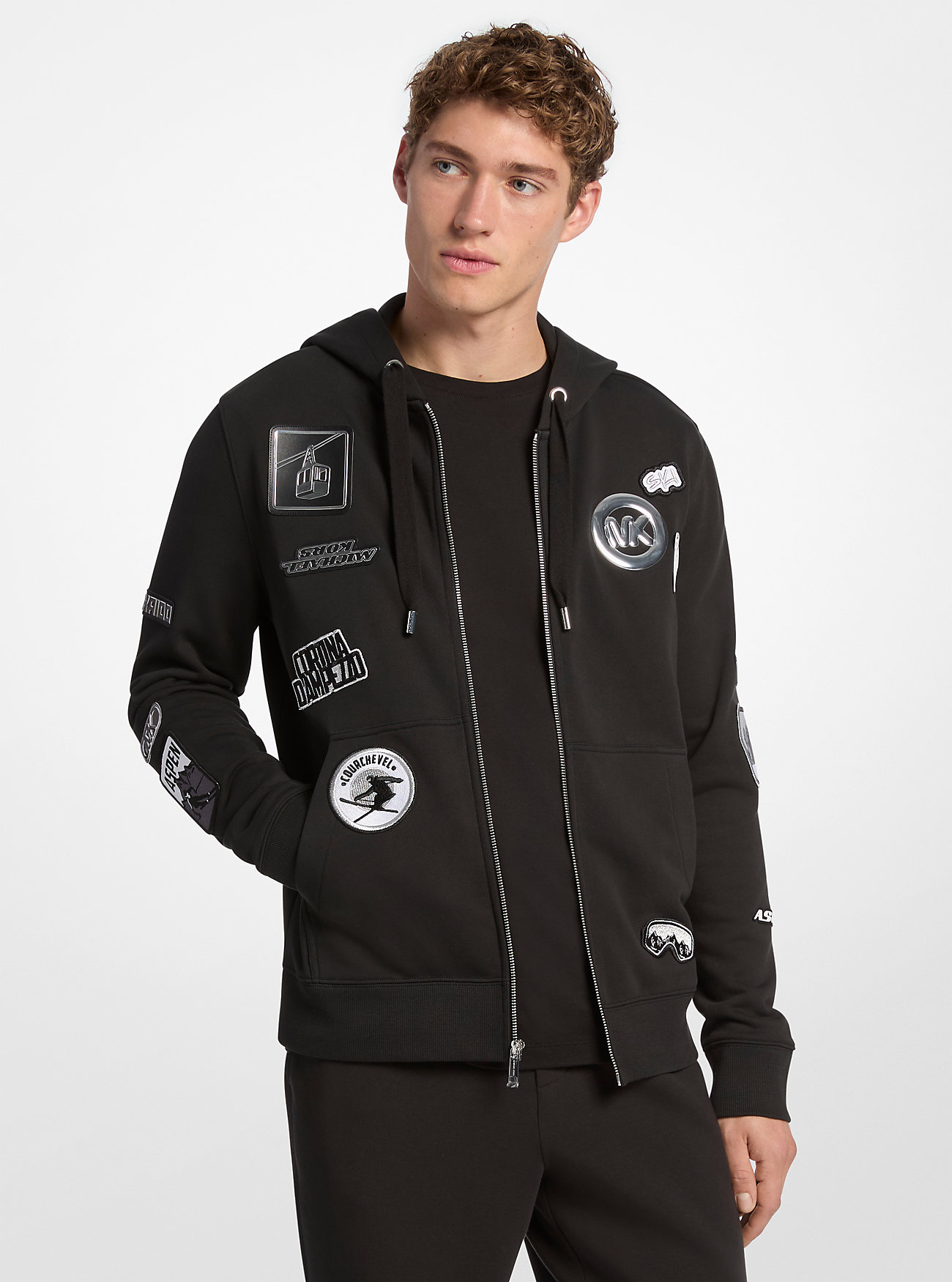MK Embellished Cotton Zip-Up Hoodie -