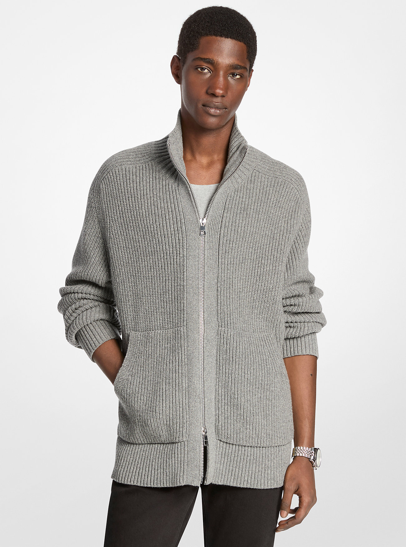 MK Wool Blend Zip-Up Jumper -