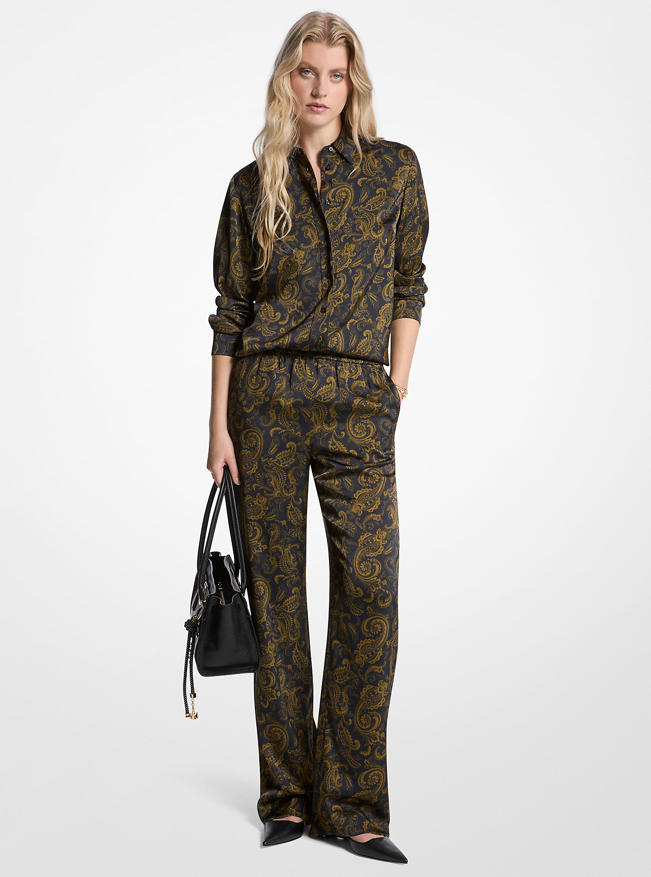 MK Paisley Print Satin Pajama Trousers - by MICHAEL Michael Kors