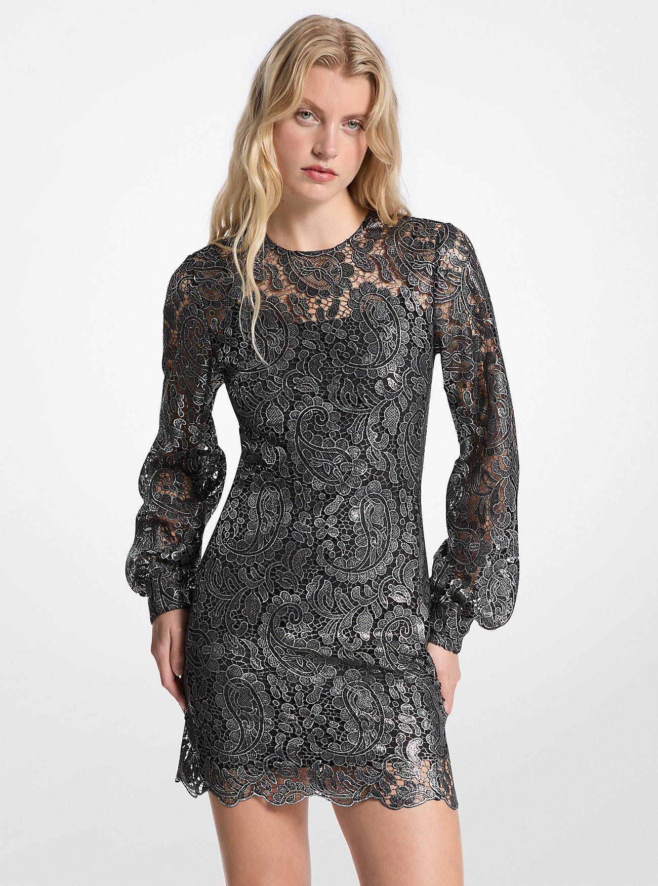 MK Metallic Paisley Lace Mini Dress -