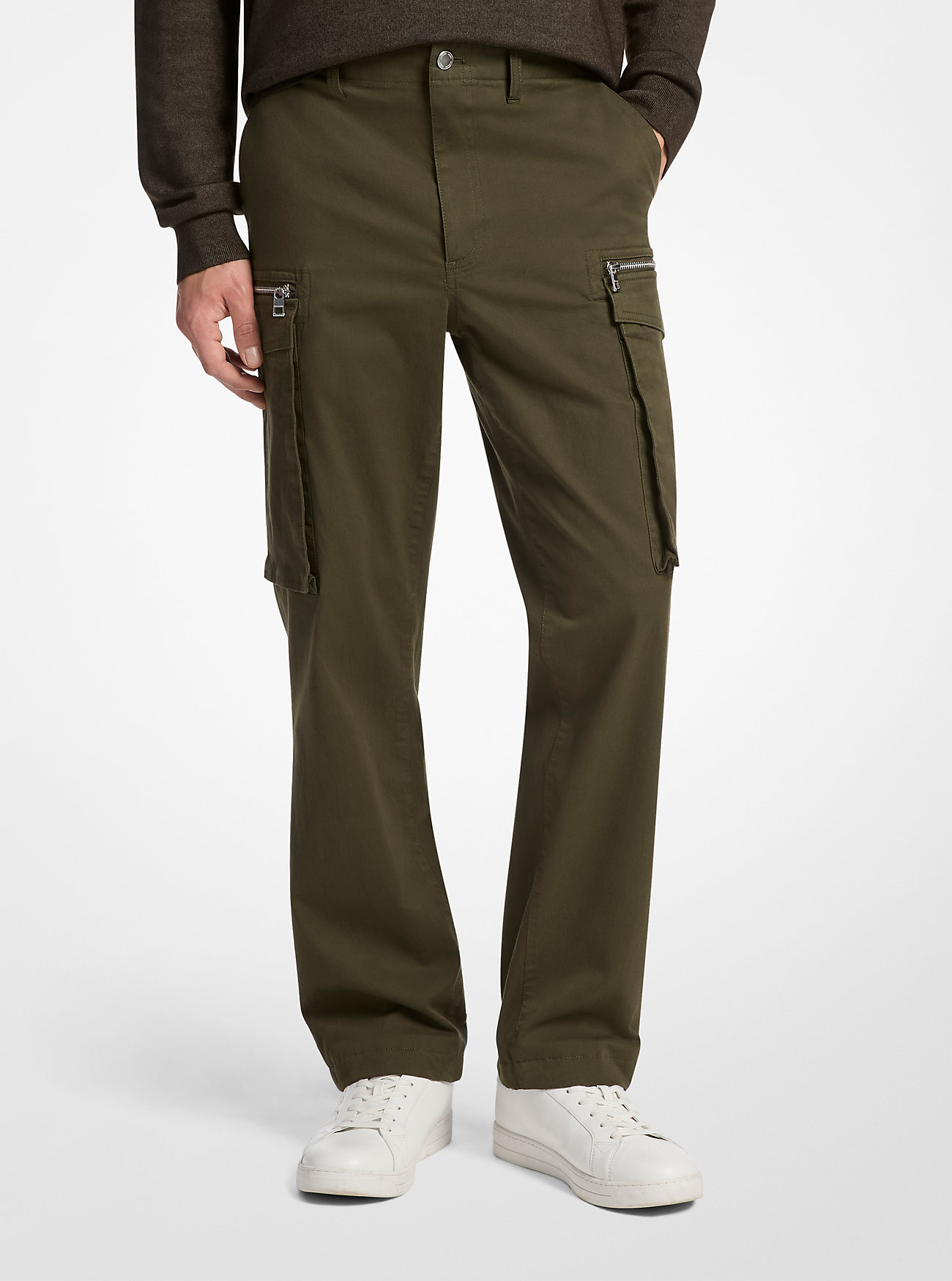 MK Stretch Cotton Zip Cargo Trousers -