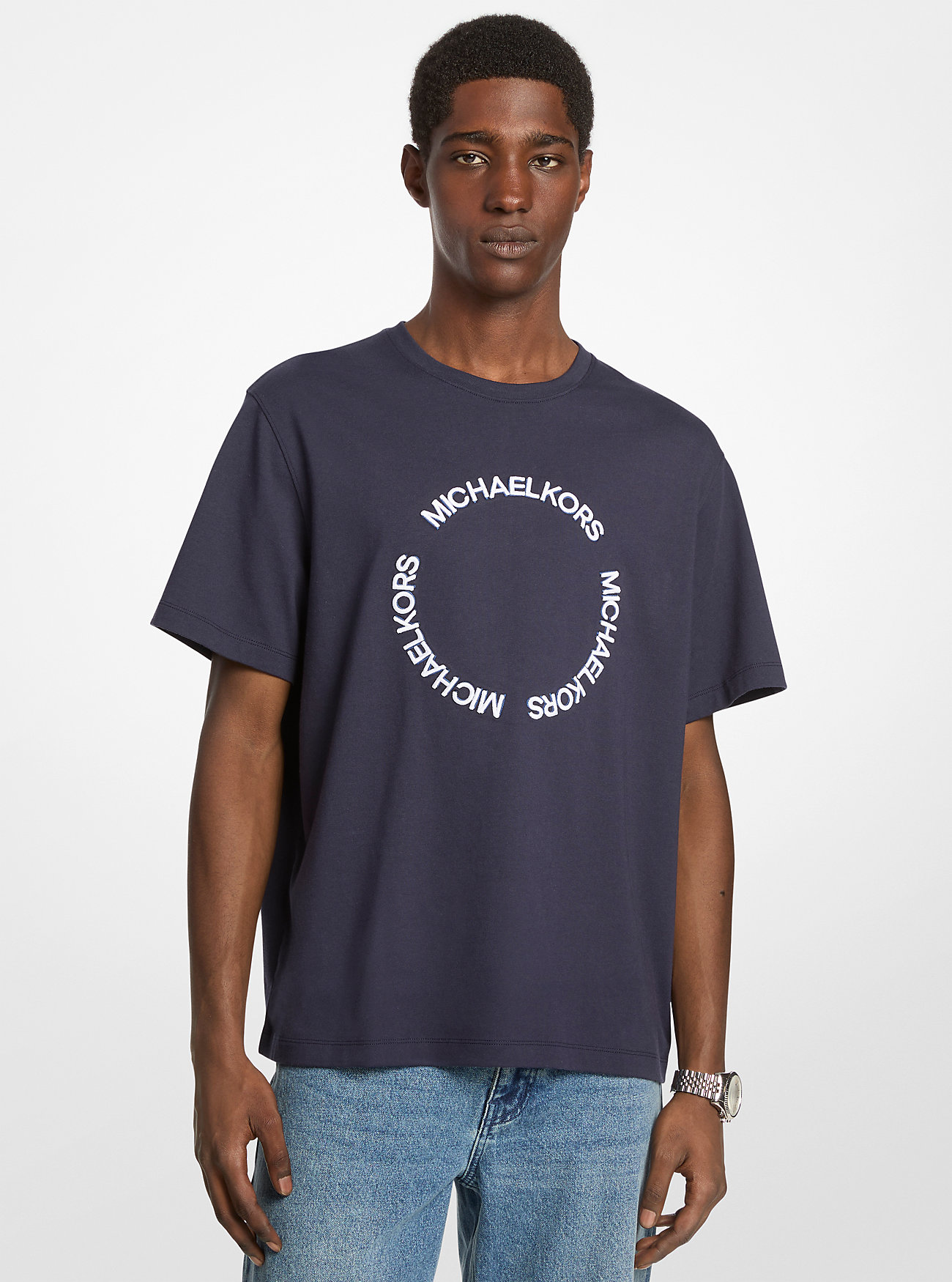 MK Embroidered Logo Cotton T-Shirt -