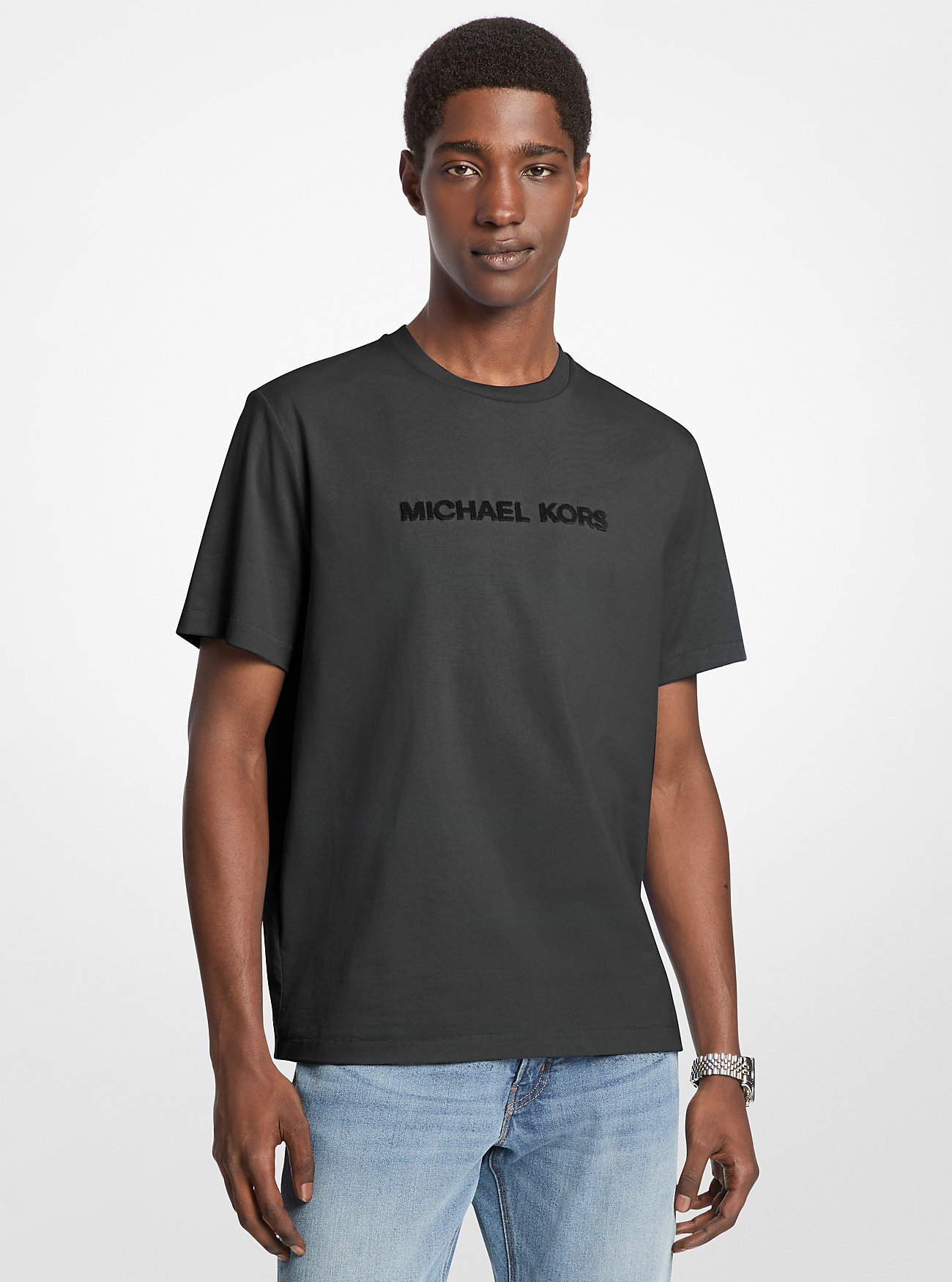 MK Textured Logo Cotton T-Shirt -