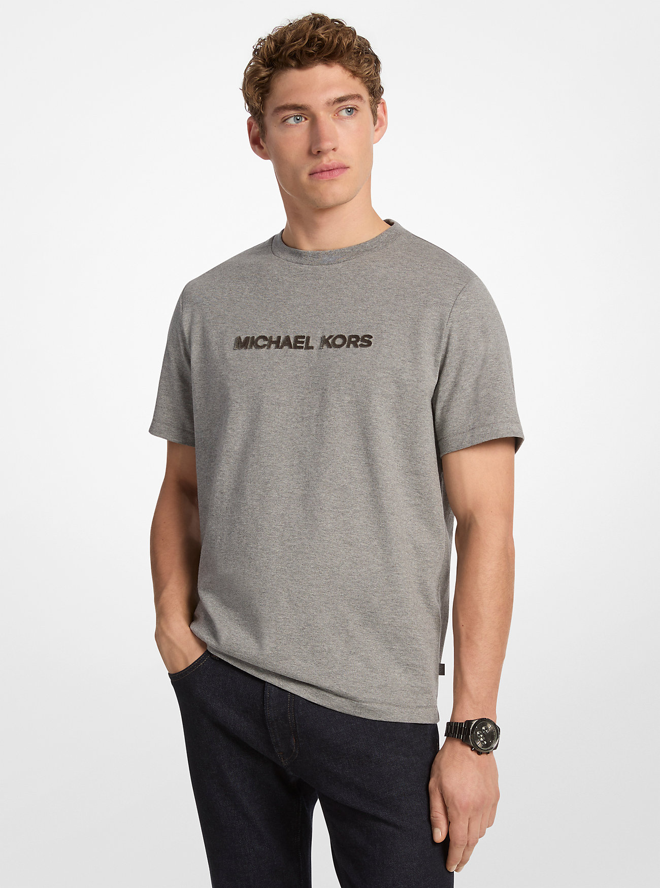 MK Textured Logo Cotton T-Shirt -