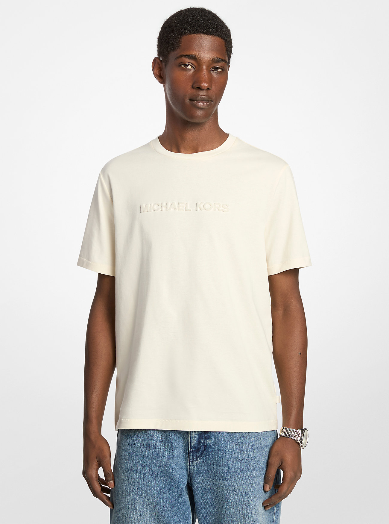MK Textured Logo Cotton T-Shirt -